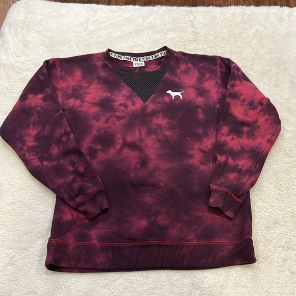 PINK crew neck pull over sweatshirt tie dye XS - Picture 1 of 8